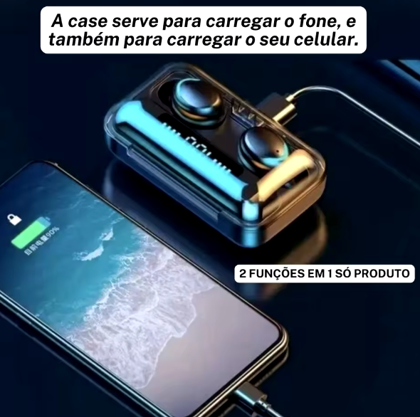 TechPods – Fone Bluetooth com Carregador Portátil