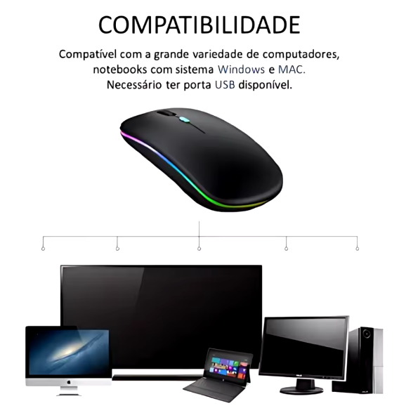 TechBright – Mouse Sem Fio RGB Recarregável