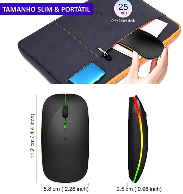 TechBright – Mouse Sem Fio RGB Recarregável